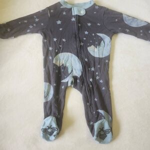 Moonlit Sky Kids Footie Pajamas - Charcoal and Sky Blue